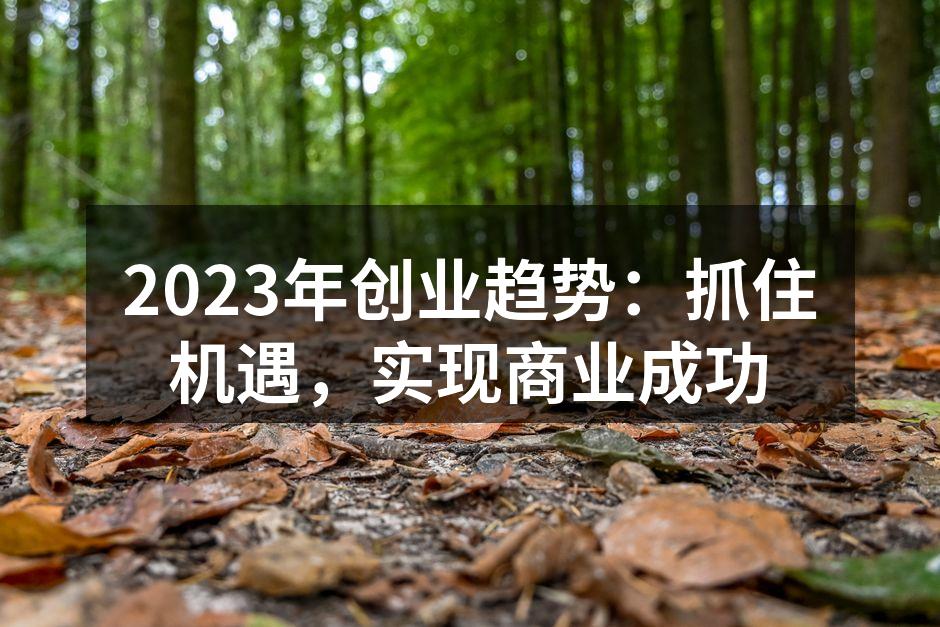 2023年创业趋势：抓住机遇，实现商业成功